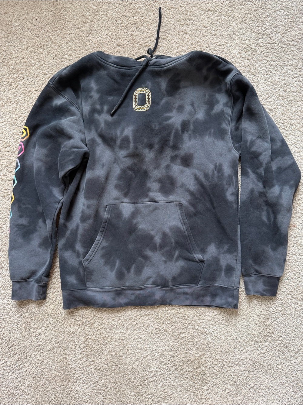 Black Tie-Dye Crewneck Sweatshirt with Subtle Sleeve Accents